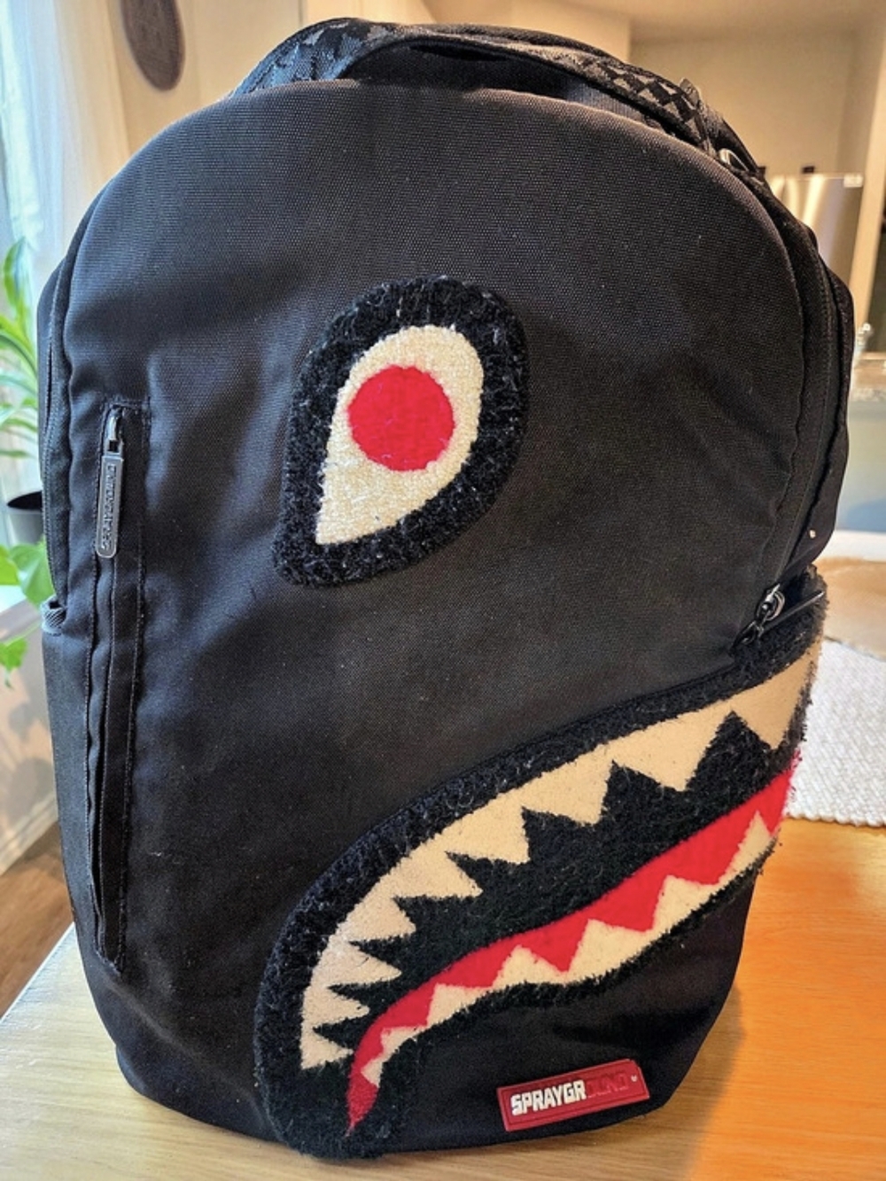Sprayground Limited Edition The Journey Begins Shark Backpack Black Red